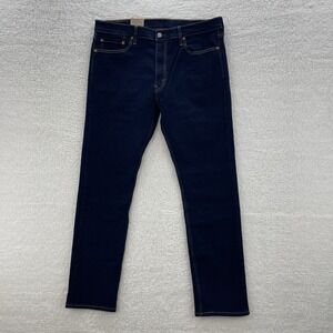 Levis  513 Jeans Mens 36x32 Blue Slim Fit Dark Wash Stretch Denim Preppy NEW